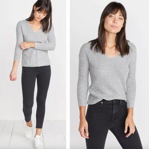 Marine Layer Elisa Pullover in Heather Grey Cashmere Blend Knit Lagenlook